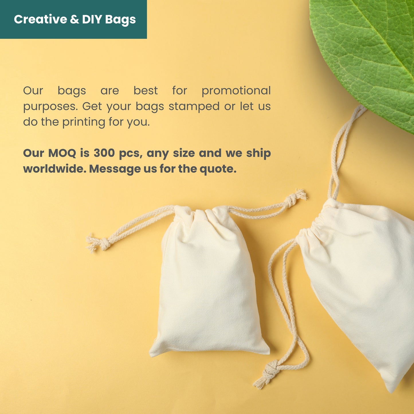 10x15 cm (4x6 Inches) 100% Organic Cotton Single Drawstring Eco-friendly Reusable Cotton Muslin Bags