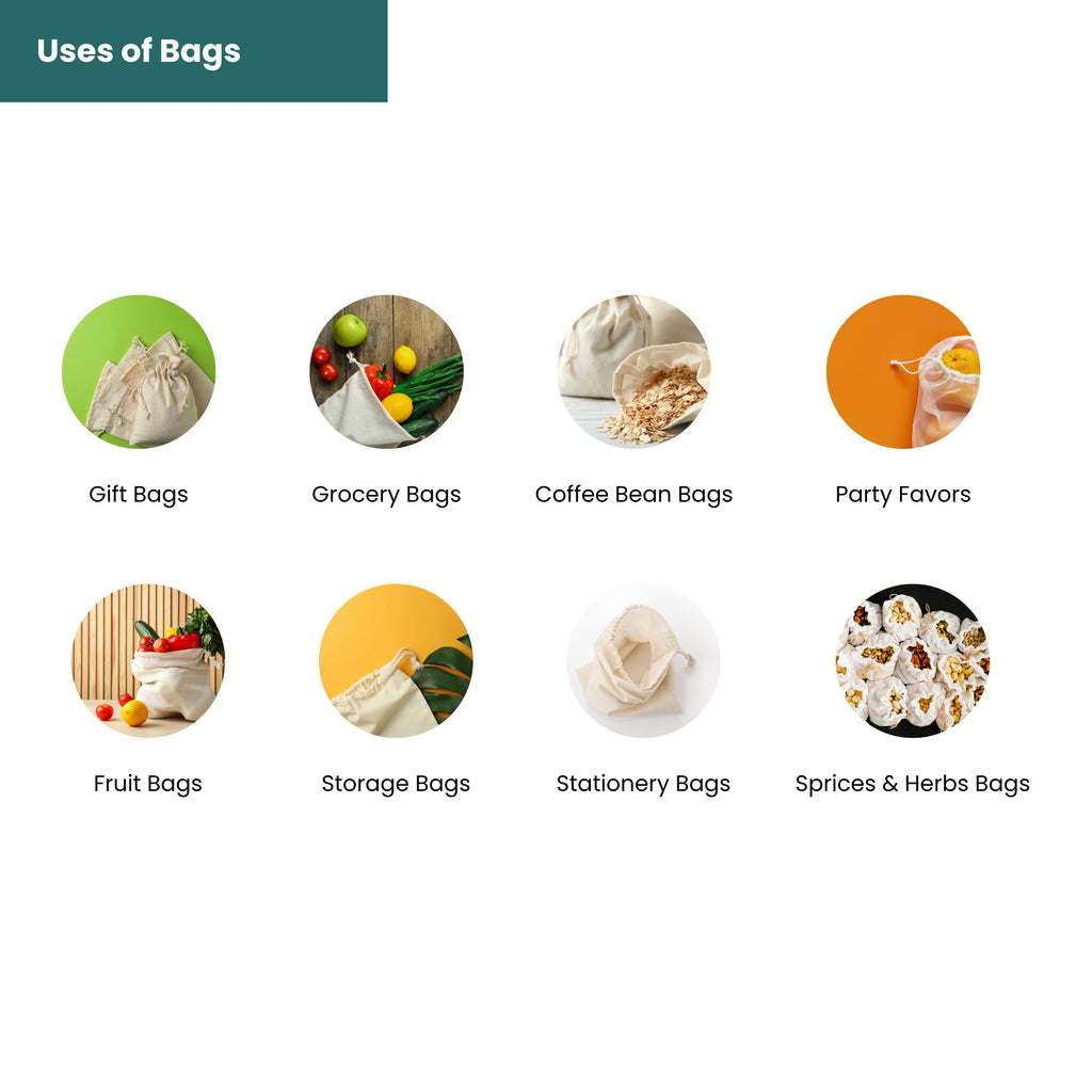 Organic Cotton Laundry Bags. Washable and Reusable. Mesh Storage Bags Premium Quality Bags. Great For Packaging and Storage.