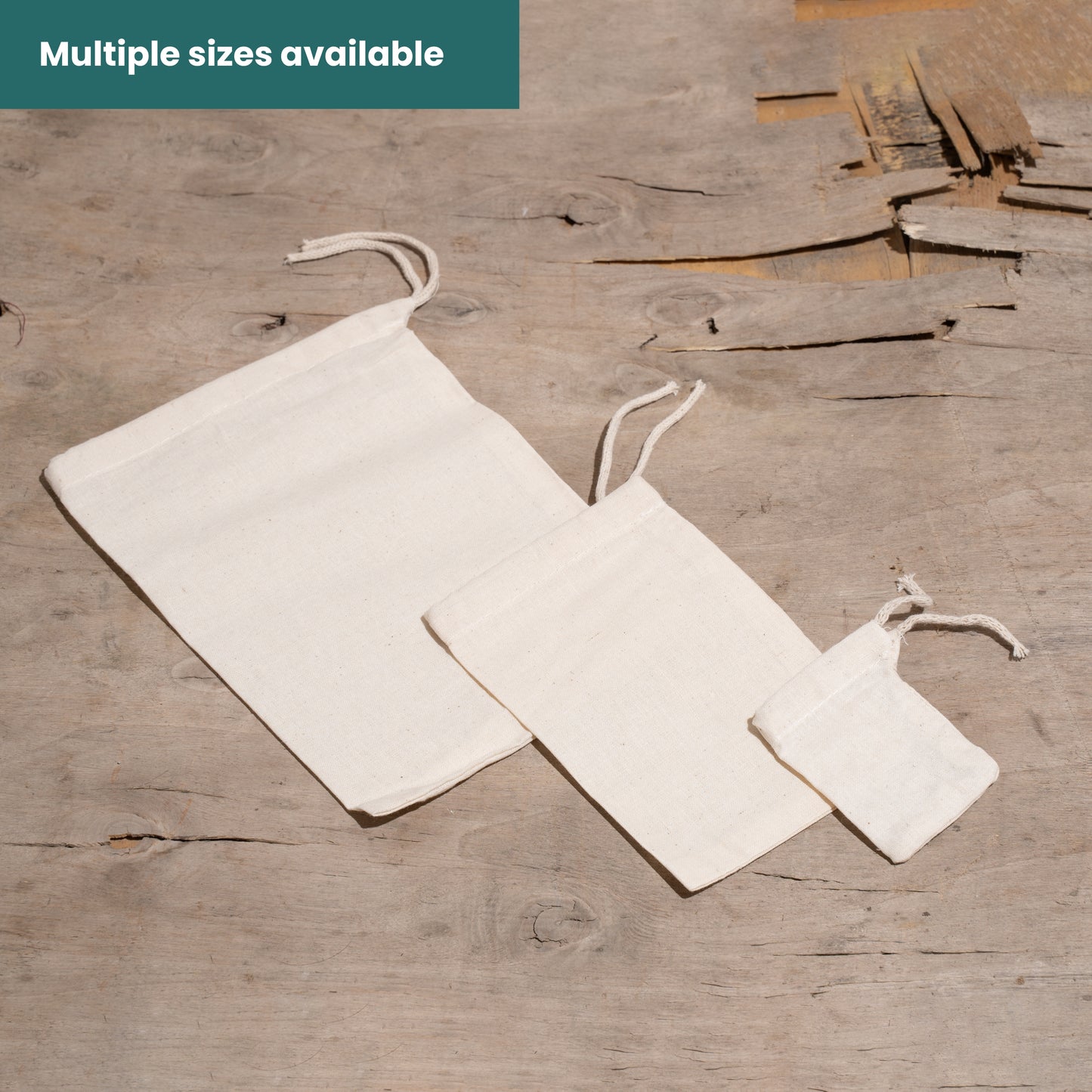 20x25 cm (8x10 Inches) 100% Organic Cotton Single Drawstring Eco-friendly Reusable Cotton Muslin Bags