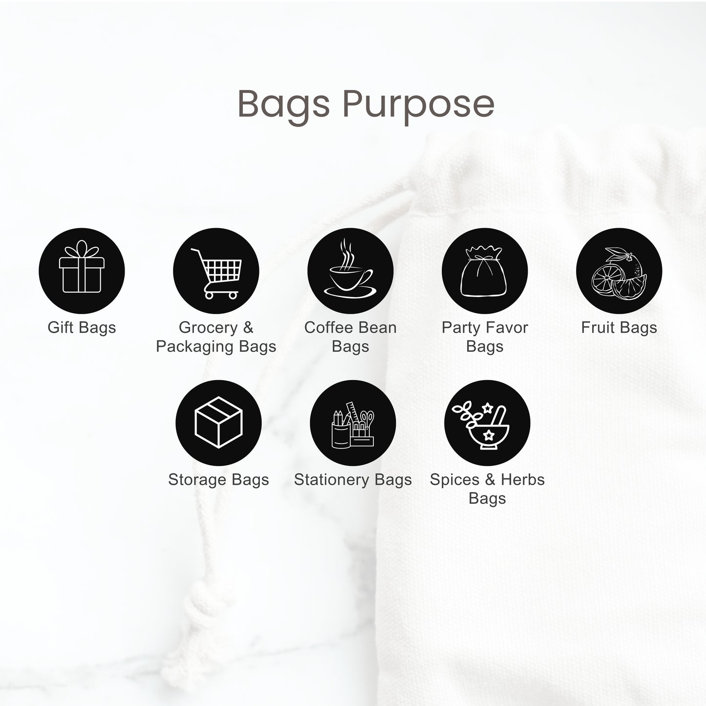 5x8 cm (2x3 Inches) 100% Organic Cotton Double Drawstring Eco-friendly Reusable Cotton Muslin Bags