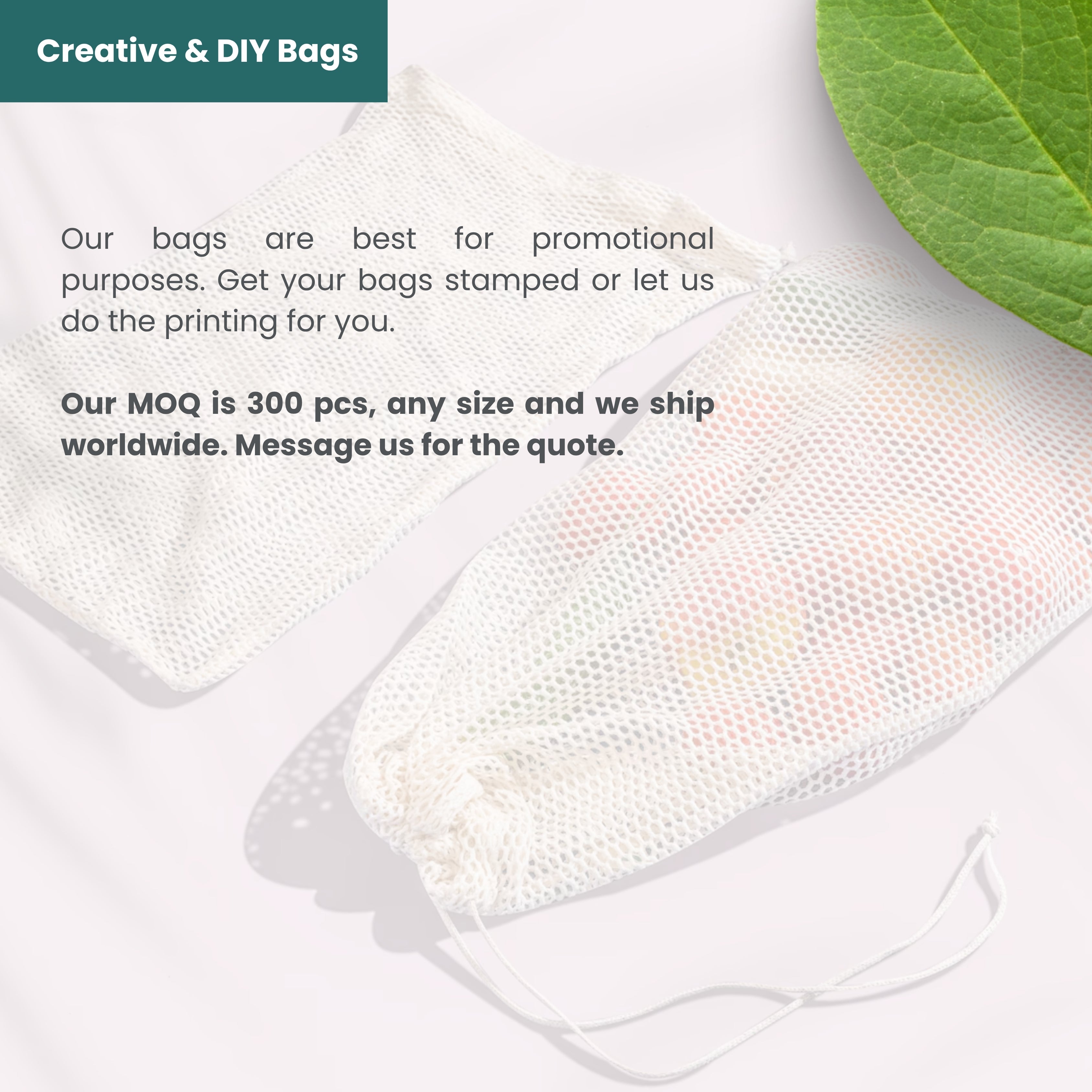 Organic Cotton Laundry Bags. Washable and Reusable. Mesh Storage Bags Premium Quality Bags. Great For Packaging and Storage.