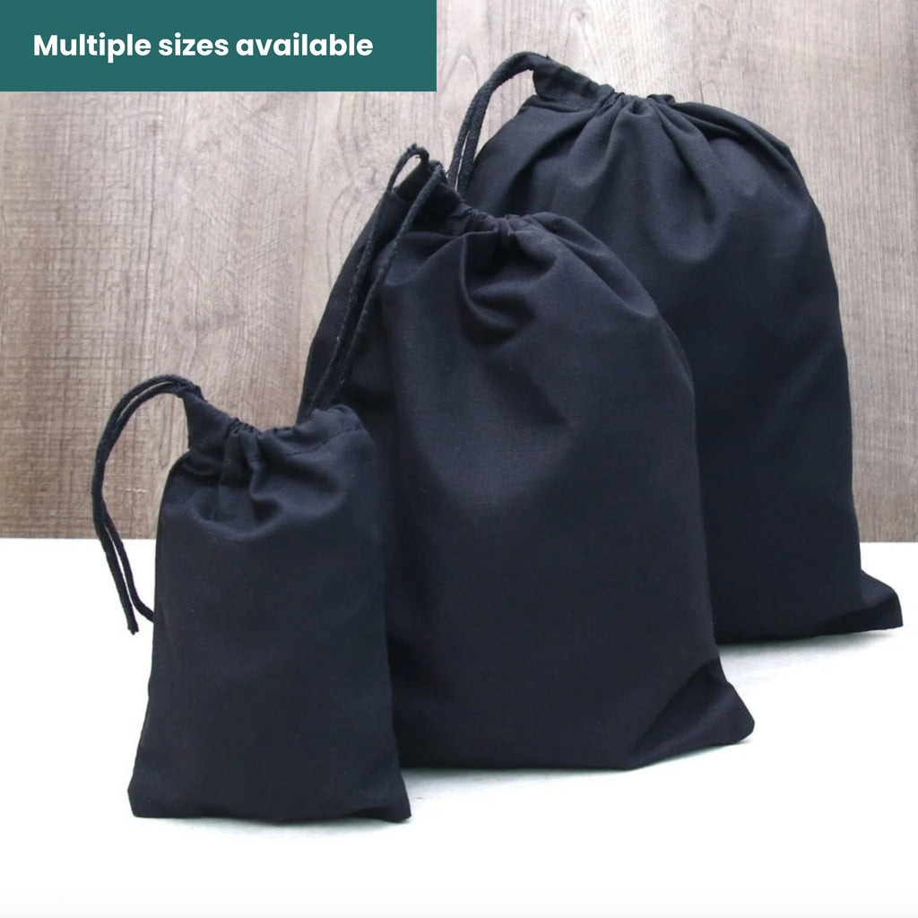 Black Cotton Single Drawstring Eco-friendly Reusable Cotton Muslin Bags