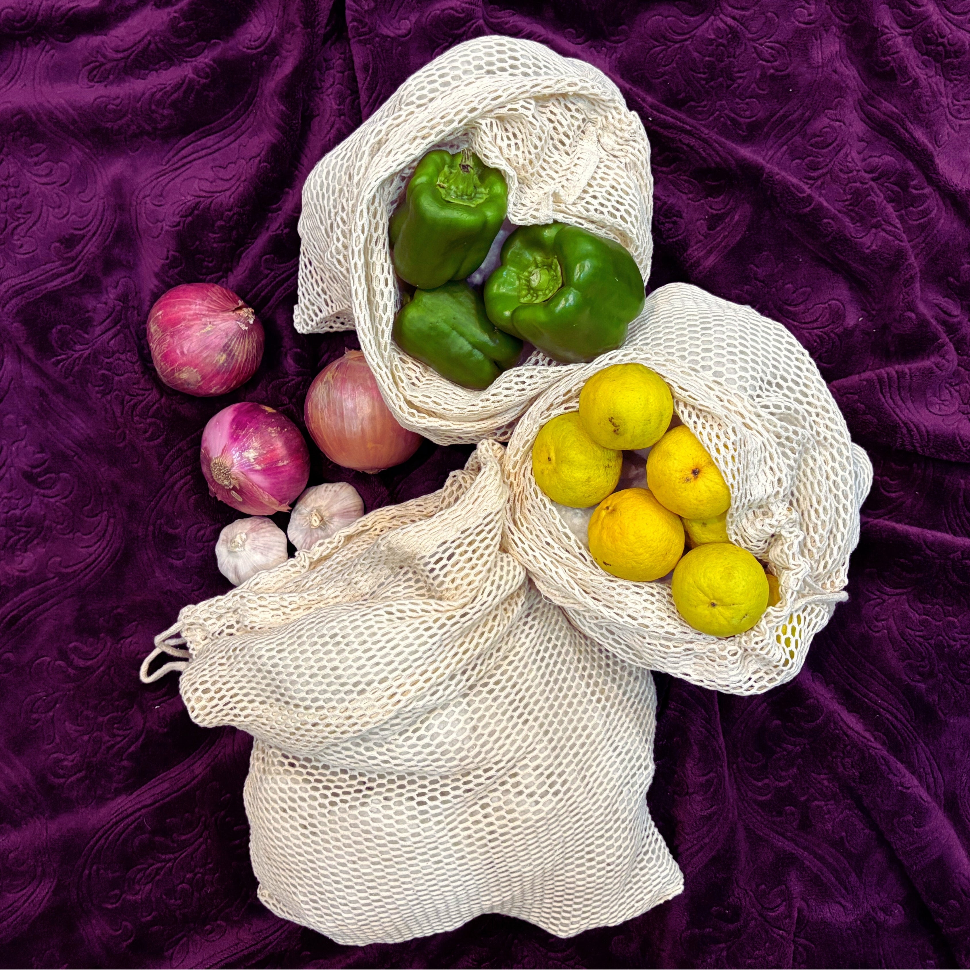 Organic Cotton Laundry Bags. Washable and Reusable. Mesh Storage Bags Premium Quality Bags. Great For Packaging and Storage.