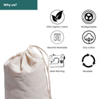 100% Organic Cotton Single Drawstring Eco-friendly Reusable Cotton Muslin Bags