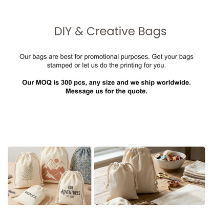 5x8 cm (2x3 Inches) 100% Organic Cotton Double Drawstring Eco-friendly Reusable Cotton Muslin Bags