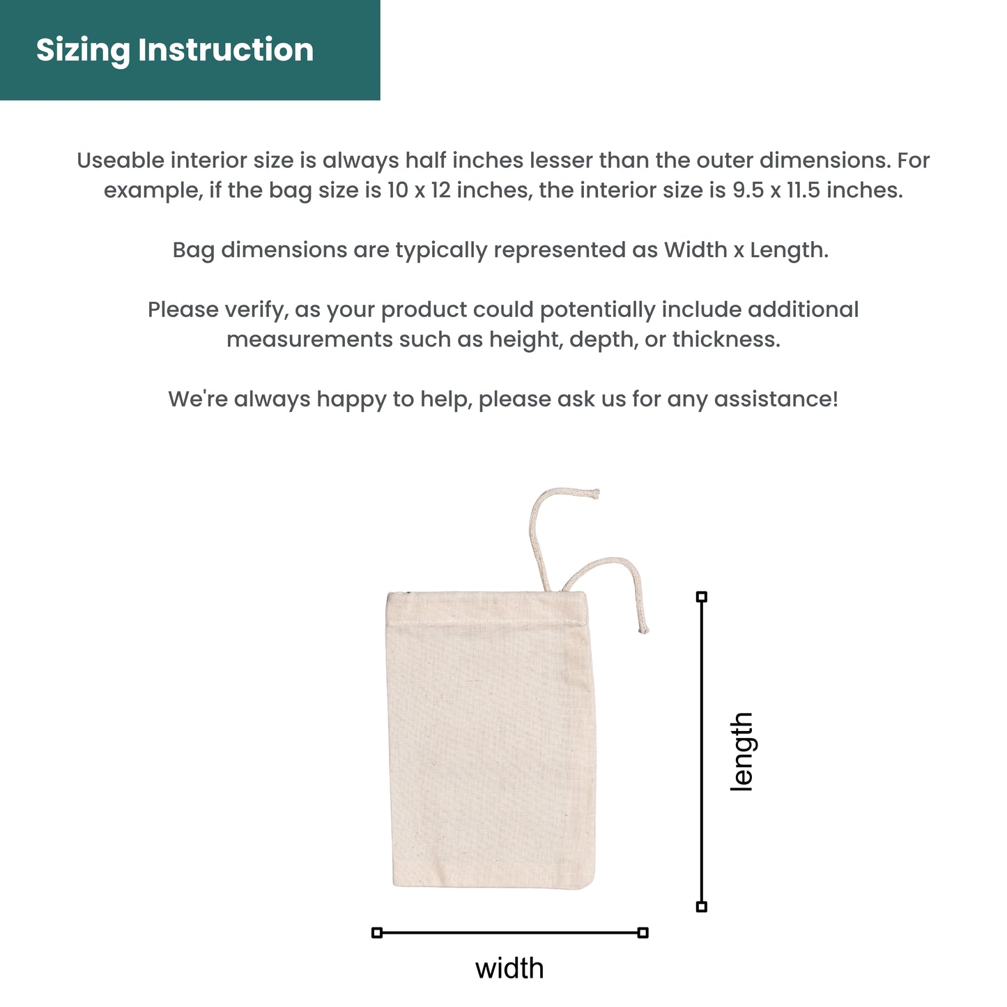 20x25 cm (8x10 Inches) 100% Organic Cotton Single Drawstring Eco-friendly Reusable Cotton Muslin Bags