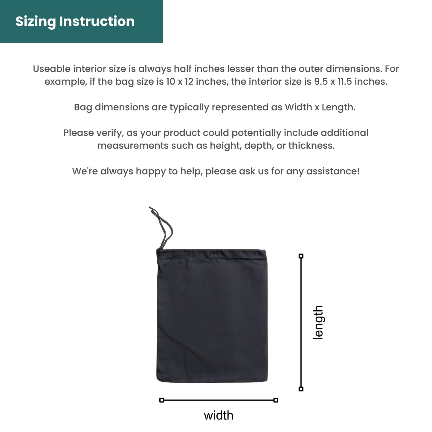 30x41 cm (12x16 Inches) Black Cotton Single Drawstring Eco-friendly Reusable Cotton Muslin Bags
