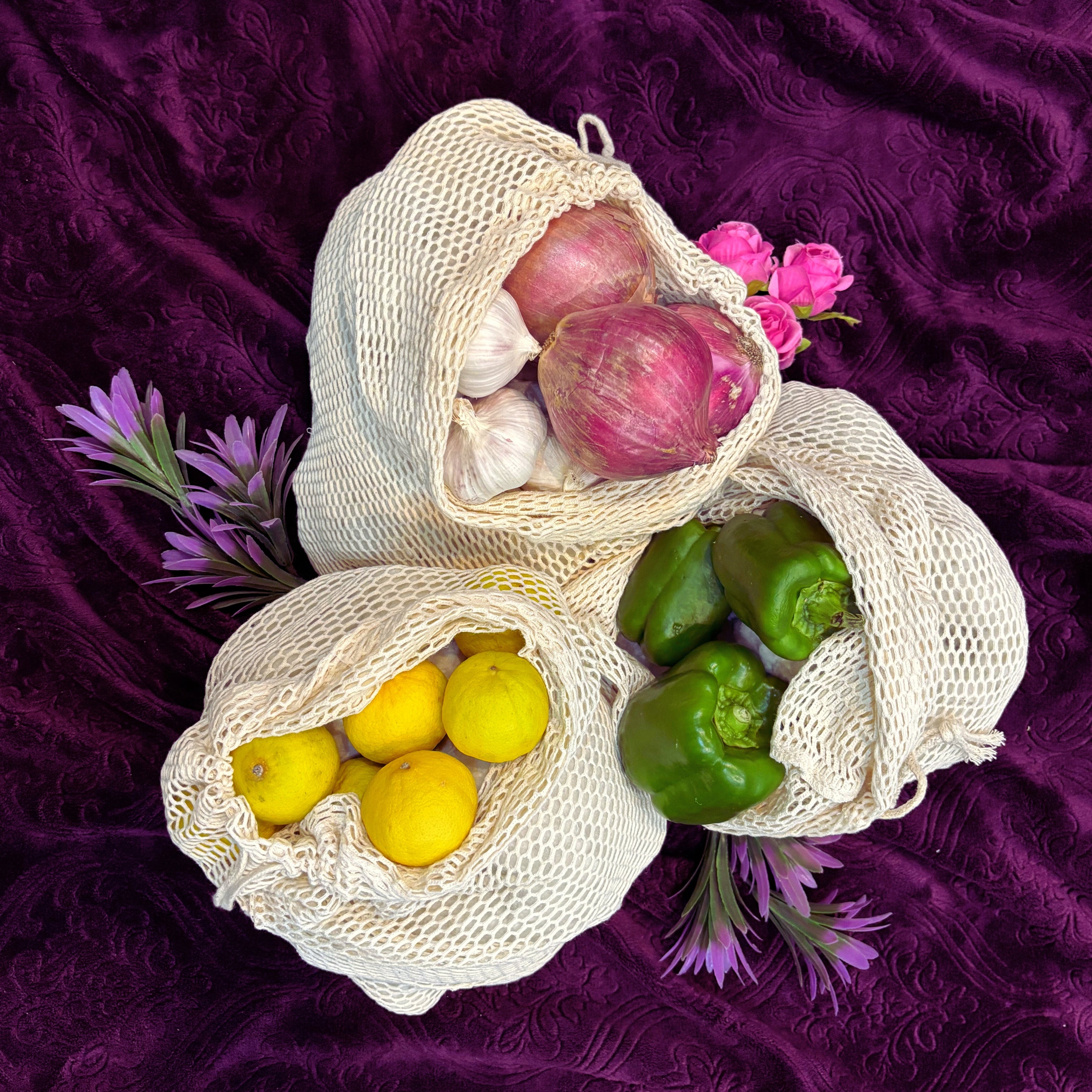 Organic Cotton Laundry Bags. Washable and Reusable. Mesh Storage Bags Premium Quality Bags. Great For Packaging and Storage.