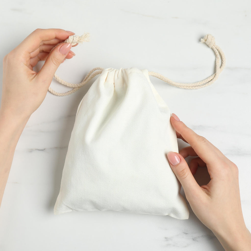13x25 cm (5x10 Inches) 100% Organic Cotton Double Drawstring Eco-friendly Reusable Cotton Muslin Bags (100 pcs)