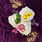 Organic Cotton Laundry Bags. Washable and Reusable. Mesh Storage Bags Premium Quality Bags. Great For Packaging and Storage.