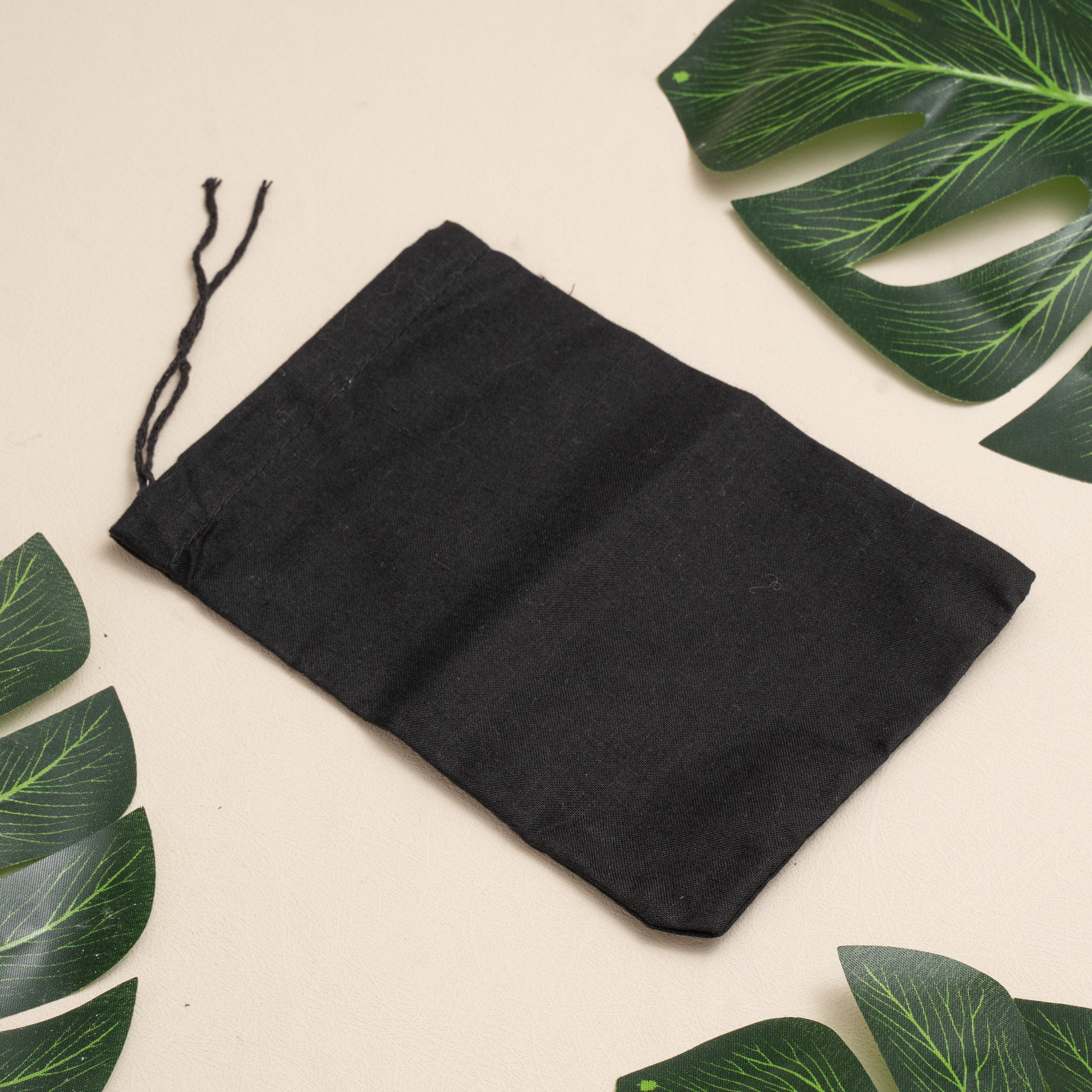 Black Cotton Single Drawstring Eco-friendly Reusable Cotton Muslin Bags