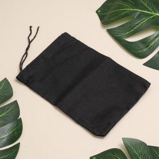 Black Cotton Single Drawstring Eco-friendly Reusable Cotton Muslin Bags