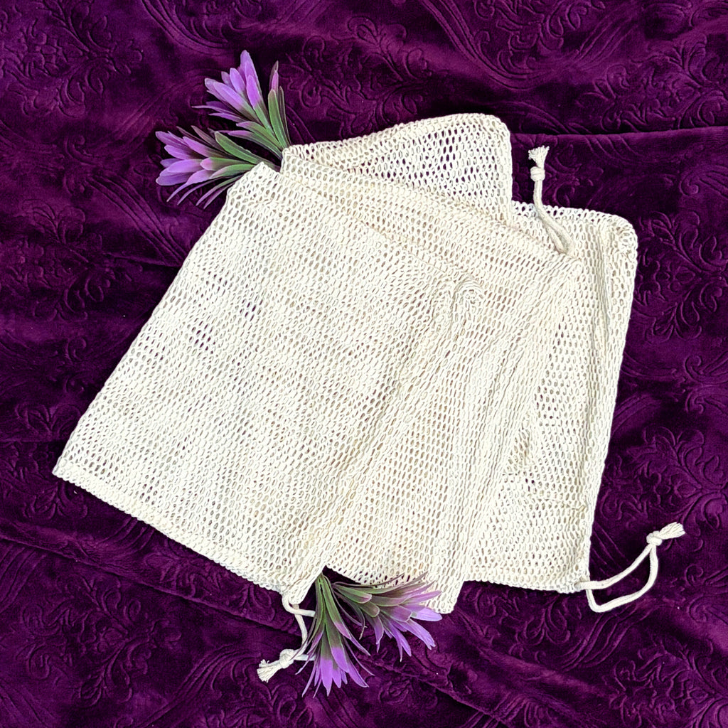 Organic Cotton Laundry Bags. Washable and Reusable. Mesh Storage Bags Premium Quality Bags. Great For Packaging and Storage.
