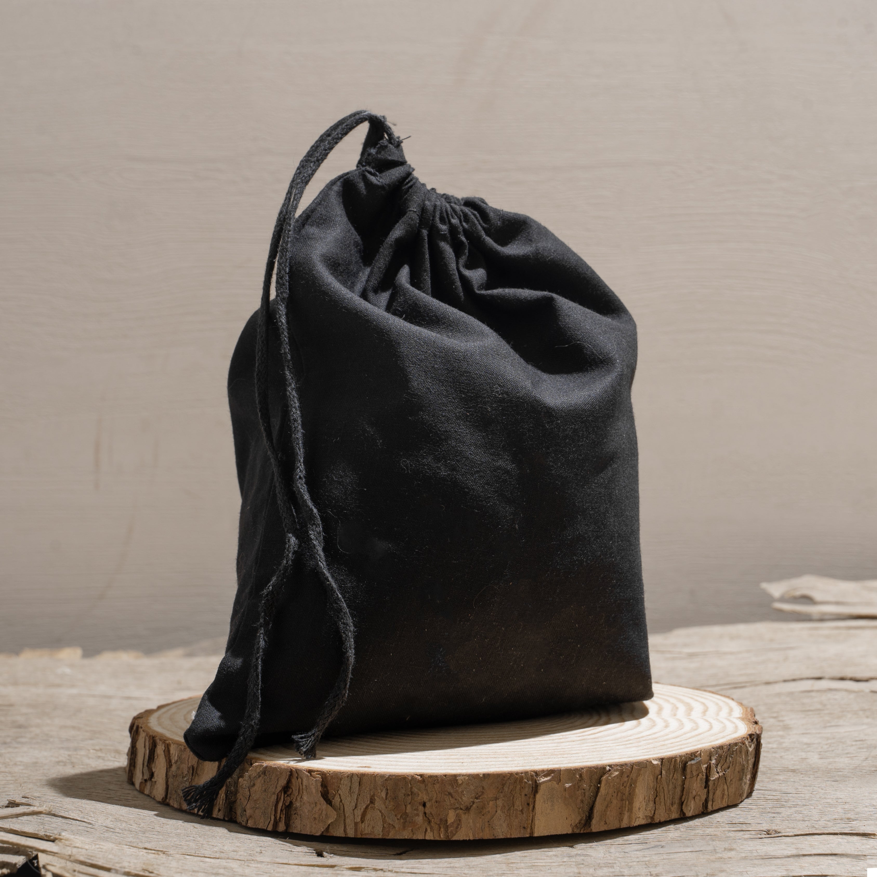 Black Cotton Single Drawstring Eco-friendly Reusable Cotton Muslin Bags