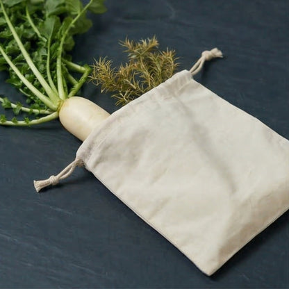 5x8 cm (2x3 Inches) 100% Organic Cotton Double Drawstring Eco-friendly Reusable Cotton Muslin Bags