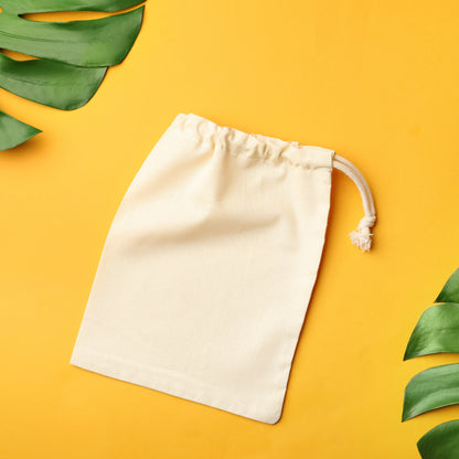20x25 cm (8x10 Inches) 100% Organic Cotton Single Drawstring Eco-friendly Reusable Cotton Muslin Bags