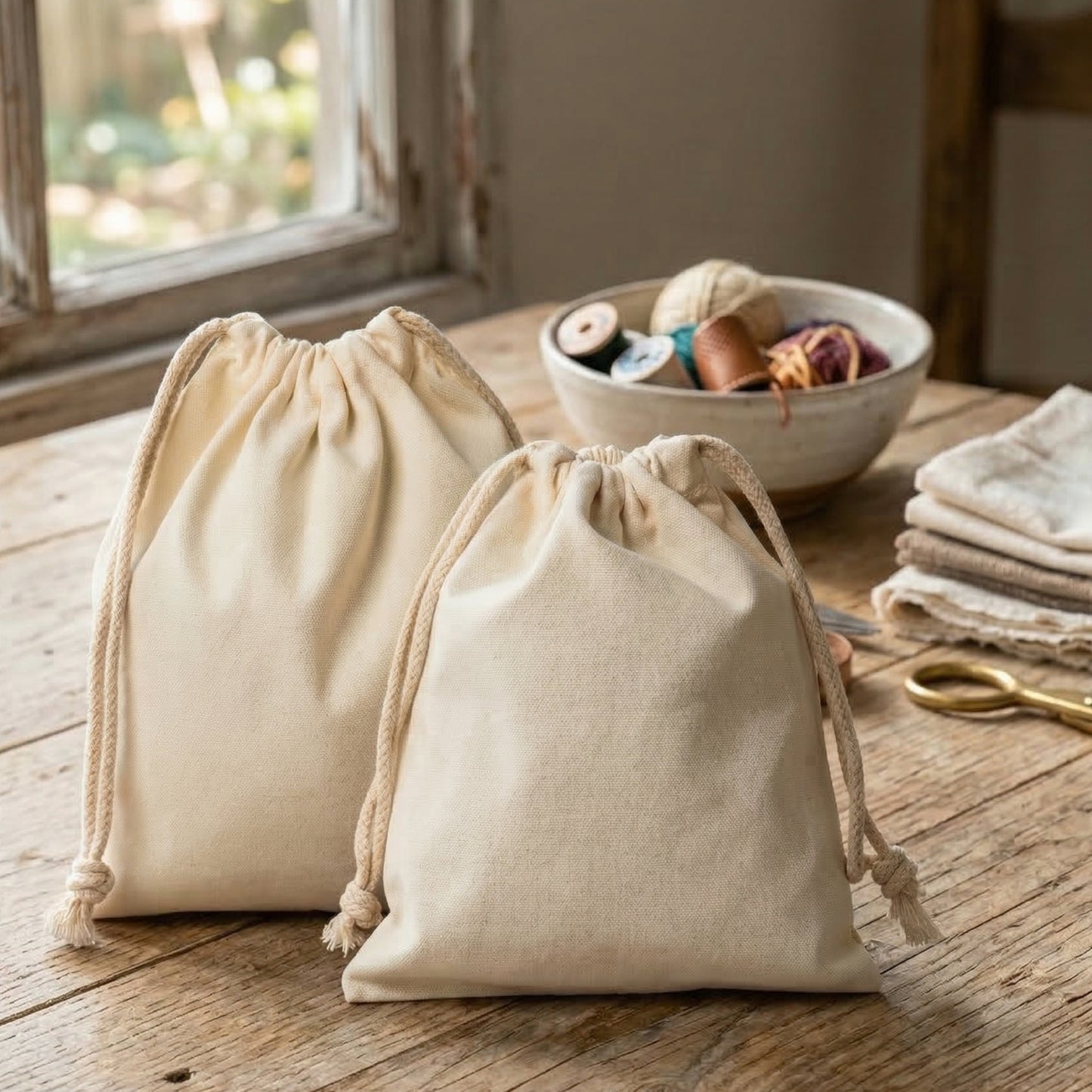 5x8 cm (2x3 Inches) 100% Organic Cotton Double Drawstring Eco-friendly Reusable Cotton Muslin Bags