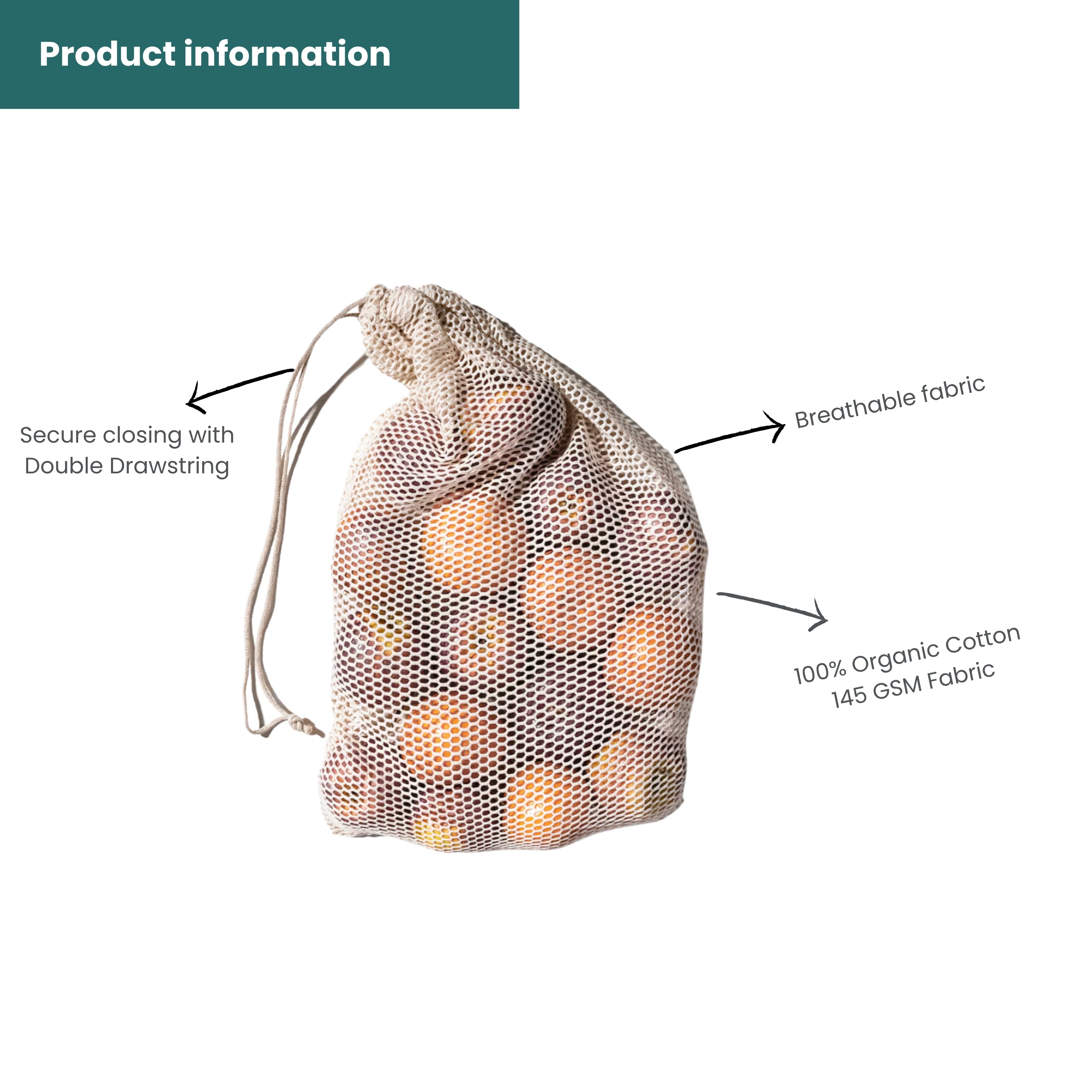 Organic Cotton Laundry Bags. Washable and Reusable. Mesh Storage Bags Premium Quality Bags. Great For Packaging and Storage.