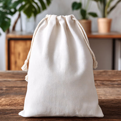 13x25 cm (5x10 Inches) 100% Organic Cotton Double Drawstring Eco-friendly Reusable Cotton Muslin Bags (100 pcs)