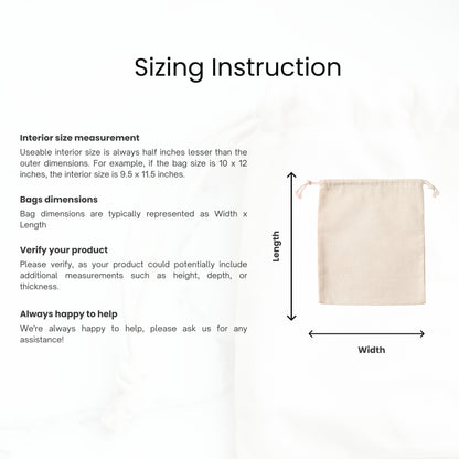 5x8 cm (2x3 Inches) 100% Organic Cotton Double Drawstring Eco-friendly Reusable Cotton Muslin Bags