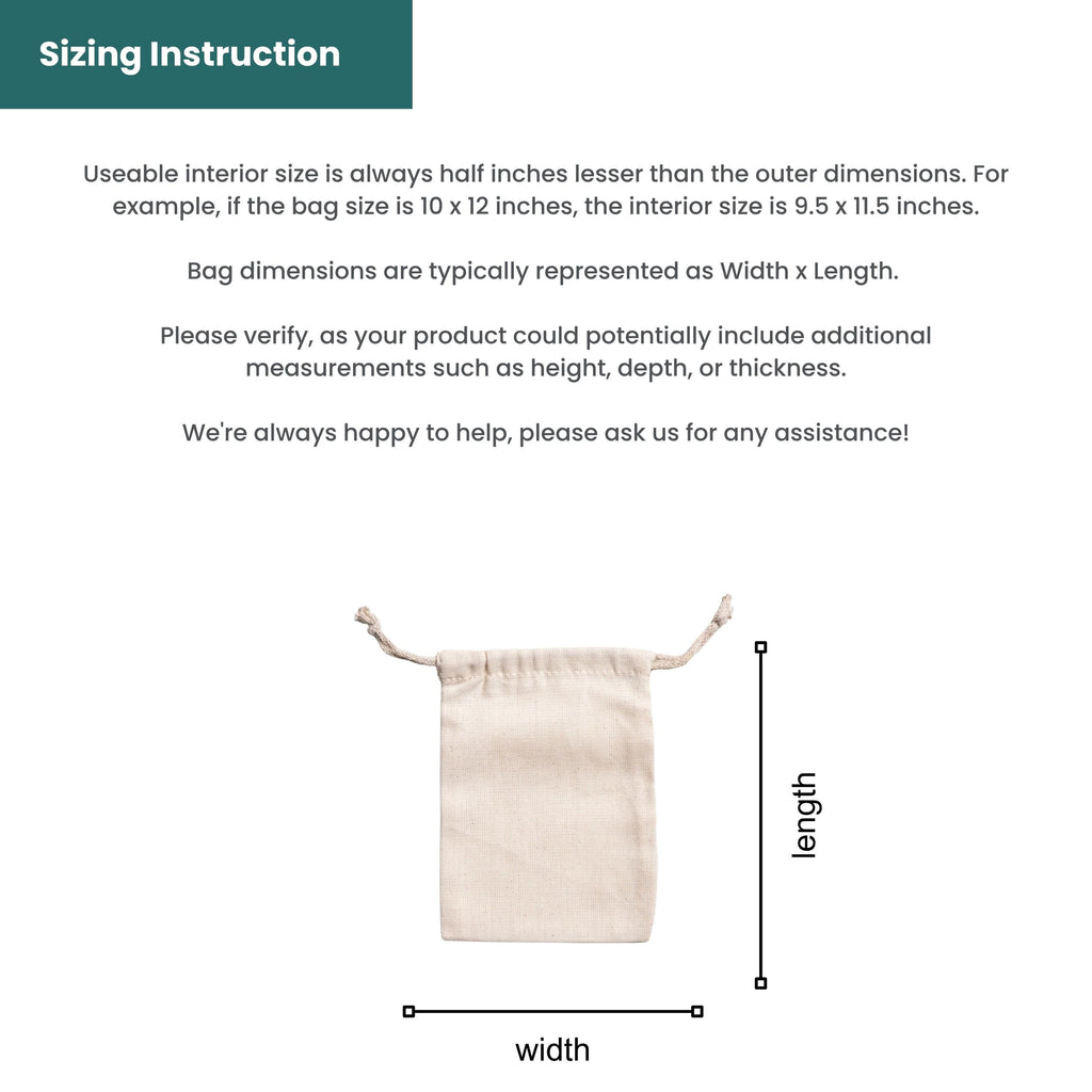 13x25 cm (5x10 Inches) 100% Organic Cotton Double Drawstring Eco-friendly Reusable Cotton Muslin Bags (100 pcs)