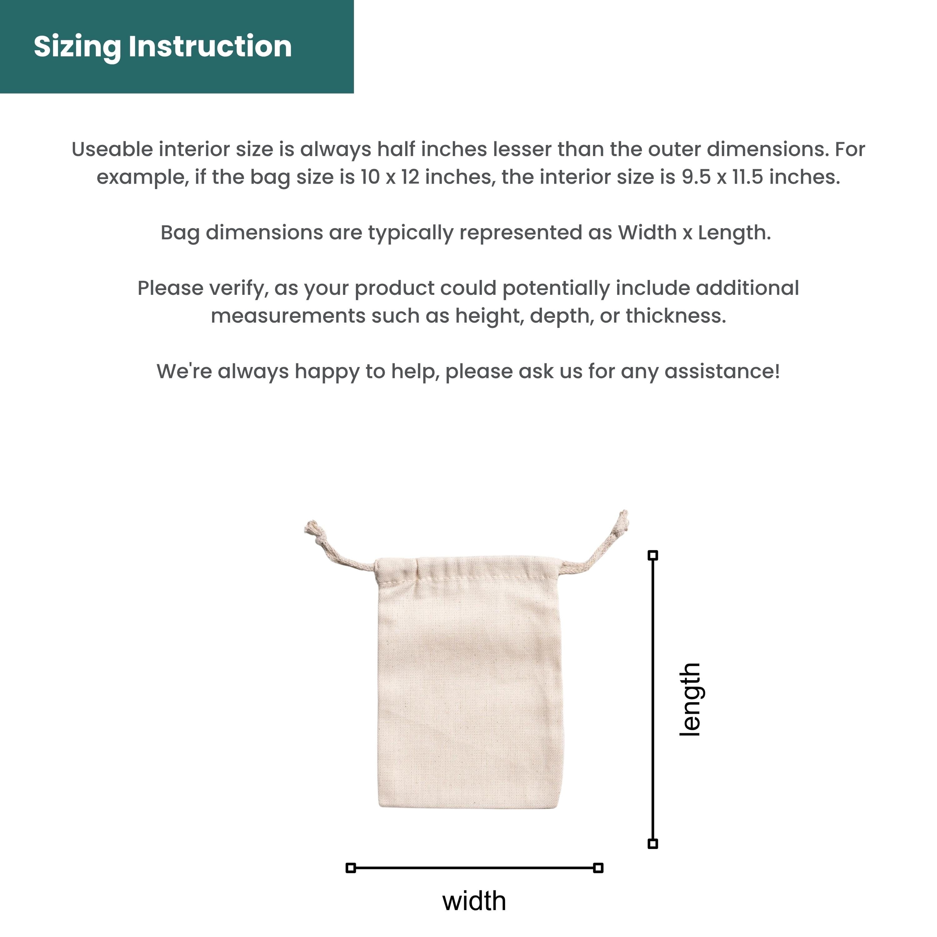 13x25 cm (5x10 Inches) 100% Organic Cotton Double Drawstring Eco-friendly Reusable Cotton Muslin Bags (100 pcs)