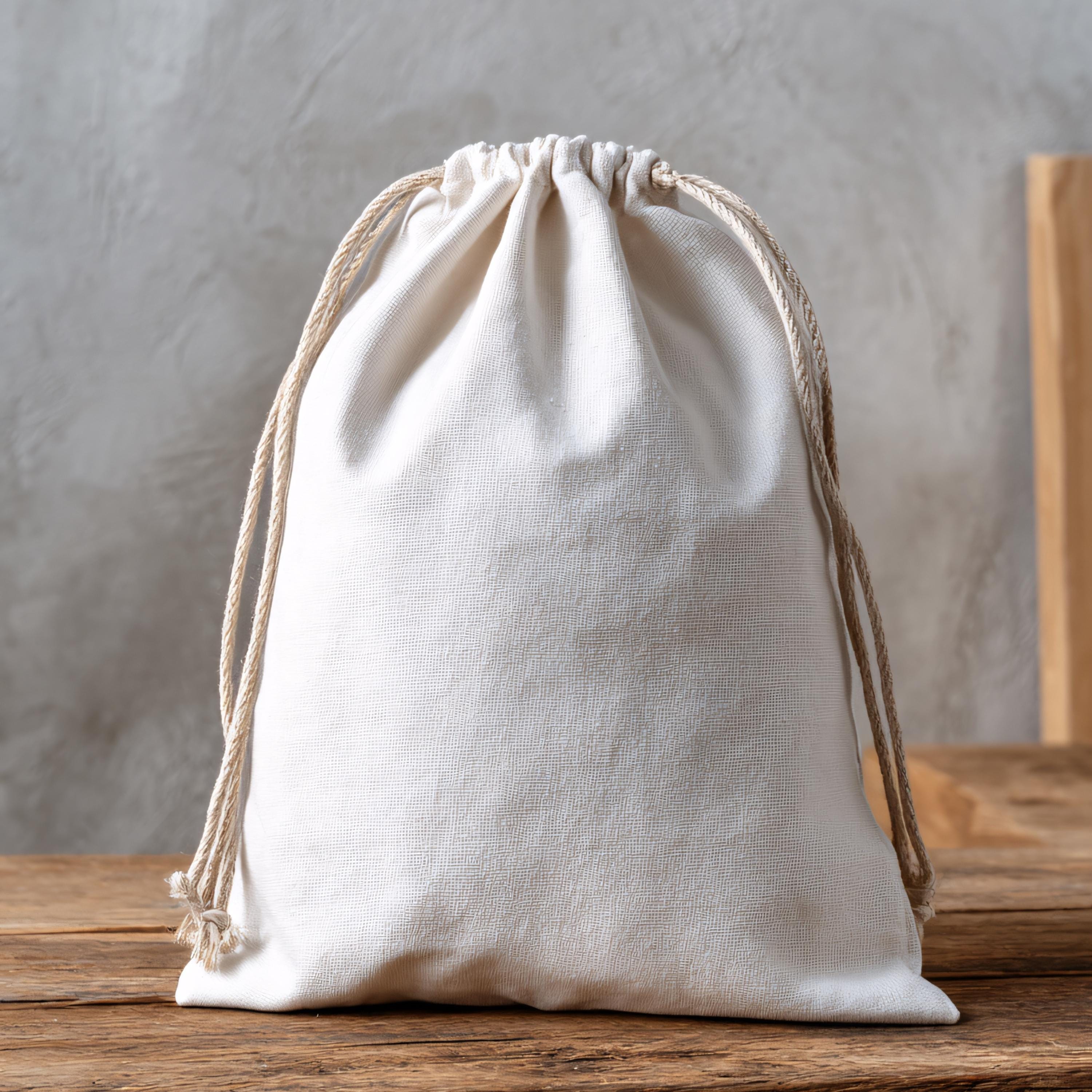 13x25 cm (5x10 Inches) 100% Organic Cotton Double Drawstring Eco-friendly Reusable Cotton Muslin Bags (100 pcs)