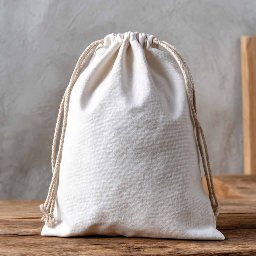 100% Organic Cotton Double Drawstring Eco-friendly Reusable Cotton Muslin Bags